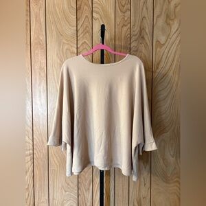 Neutral Beige Relaxed Dolman Sleeve Top